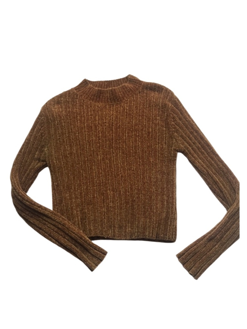 Forever 21 Ribbed Chenille Knit Mock Neck Cropped Sweater
